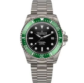 Oceaneva Men's Deep Marine Explorer II 1250M Titanium Watch Black and Green