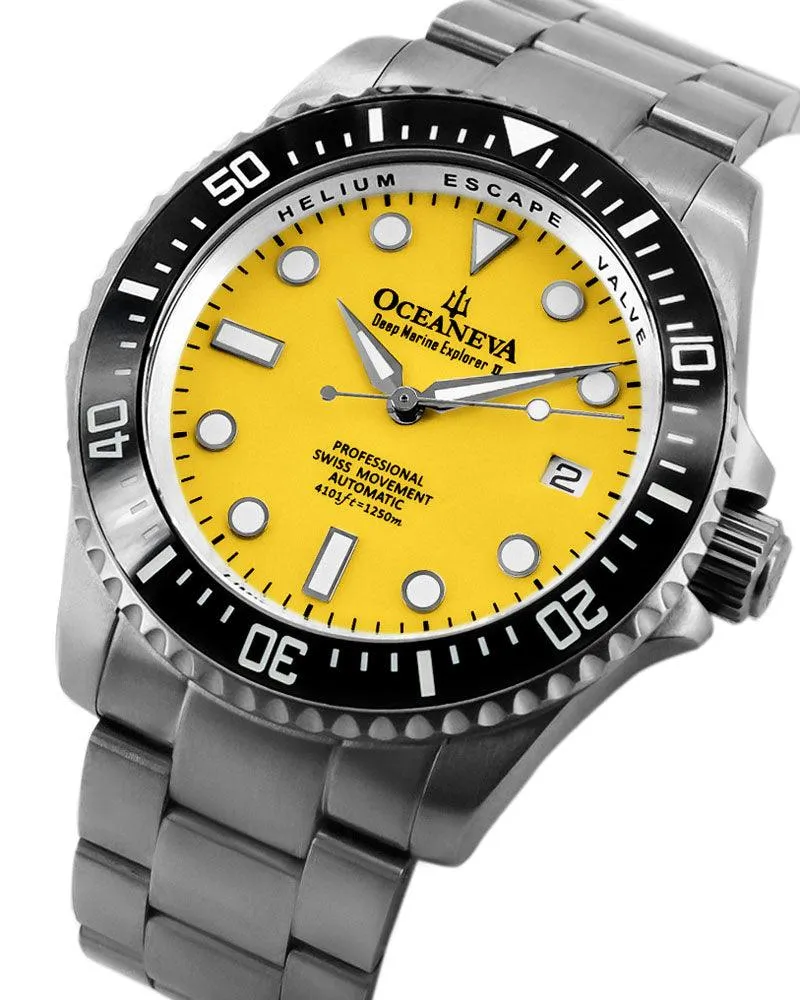 Oceaneva Men's Deep Marine Explorer II 1250M Titanium Watch Yellow