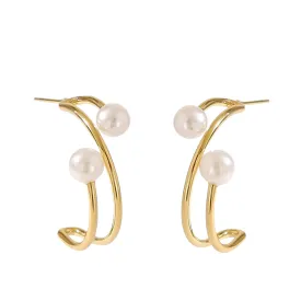 Pre Order:  Pearl Irregular C-Shaped Earrings