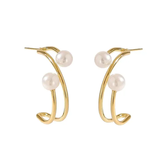 Pre Order:  Pearl Irregular C-Shaped Earrings