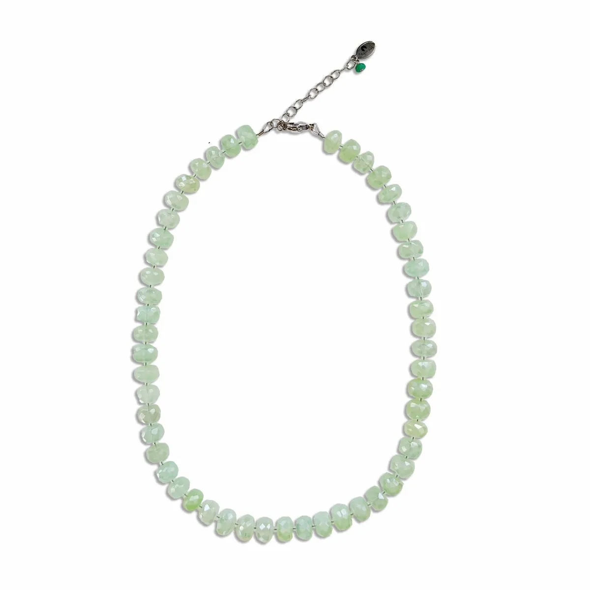 Prehnite Faceted Rondelle Gemstone Necklace