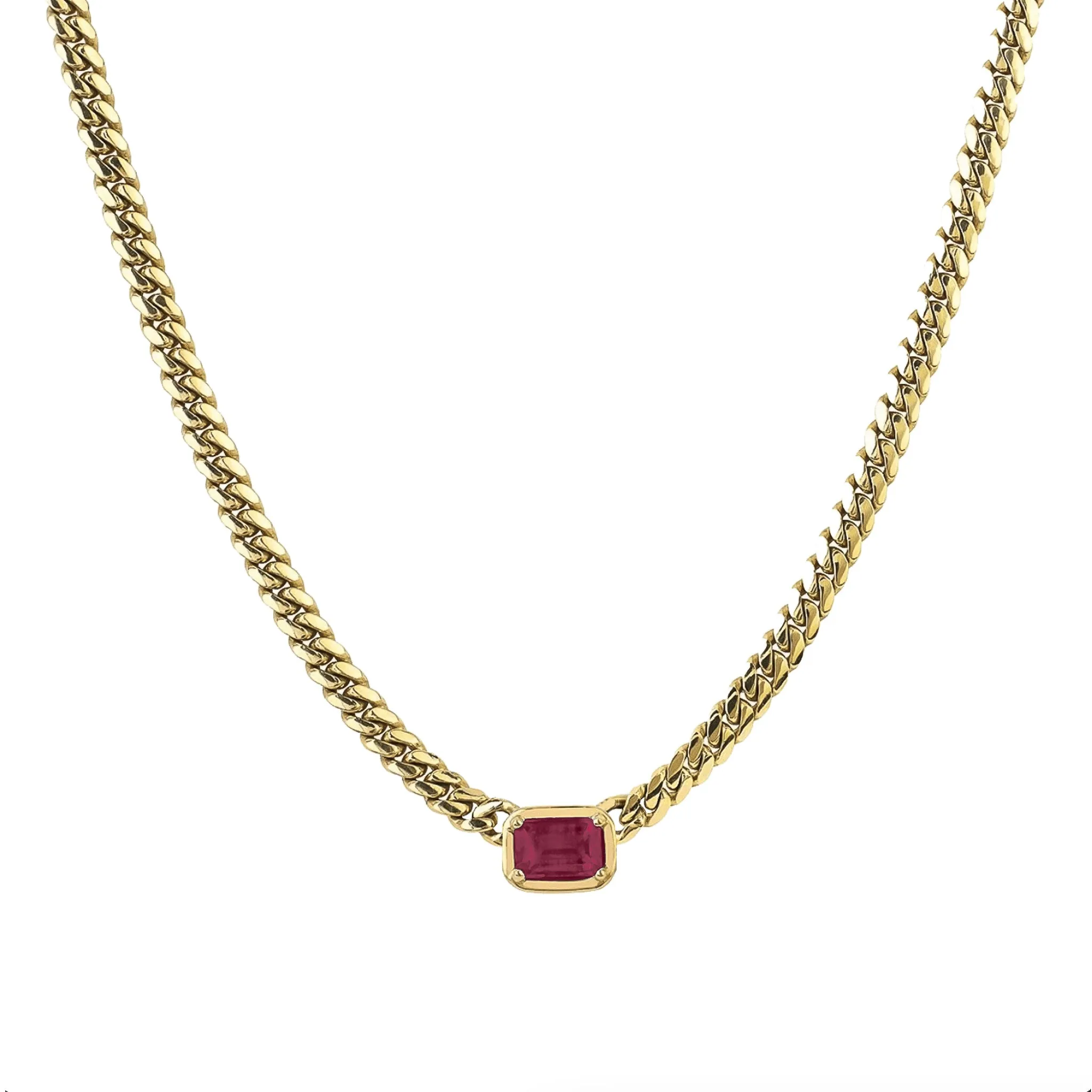 Queen Emerald Cut Ruby Cuban Choker