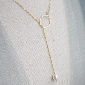 Simple Pearl Lariat with Single Freshwater Teardrop Shaped | Fine Quality Genuine Cultured Pearl