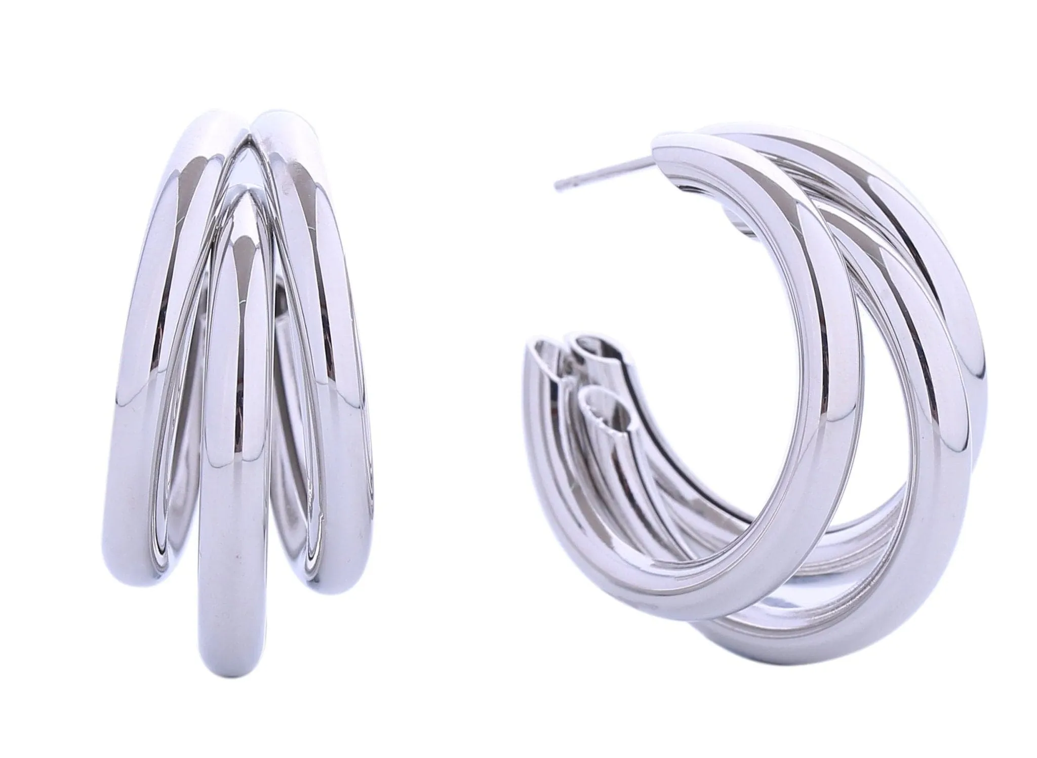 SJE310599 14K Trio Hoop Waltz Post Earrings