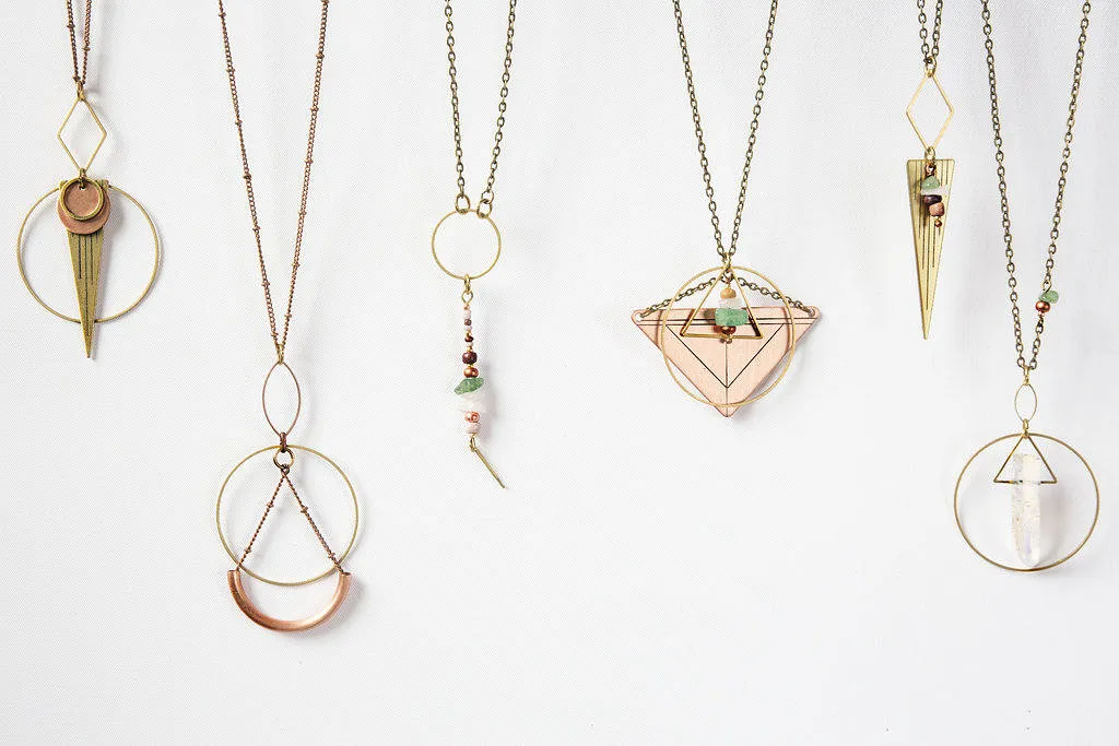 Spike Necklace - Geometric Jewelry - Y Necklace - Pendant Necklace - Gifts For Girlfriend - Brass Necklace - Short Necklace - Drop Necklace