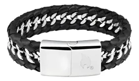 Steel Braided Leather Bracelet