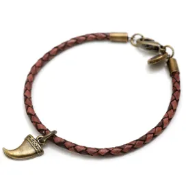 Tooth Amulet Charm Leather Braid Bracelet