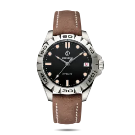 URBAN DATE(TITANIUM)- 3-hand Hi-beat(28,800 bph) with 72 hrs Power-reserve Automatic Titanium Watch | Brown Leather Strap