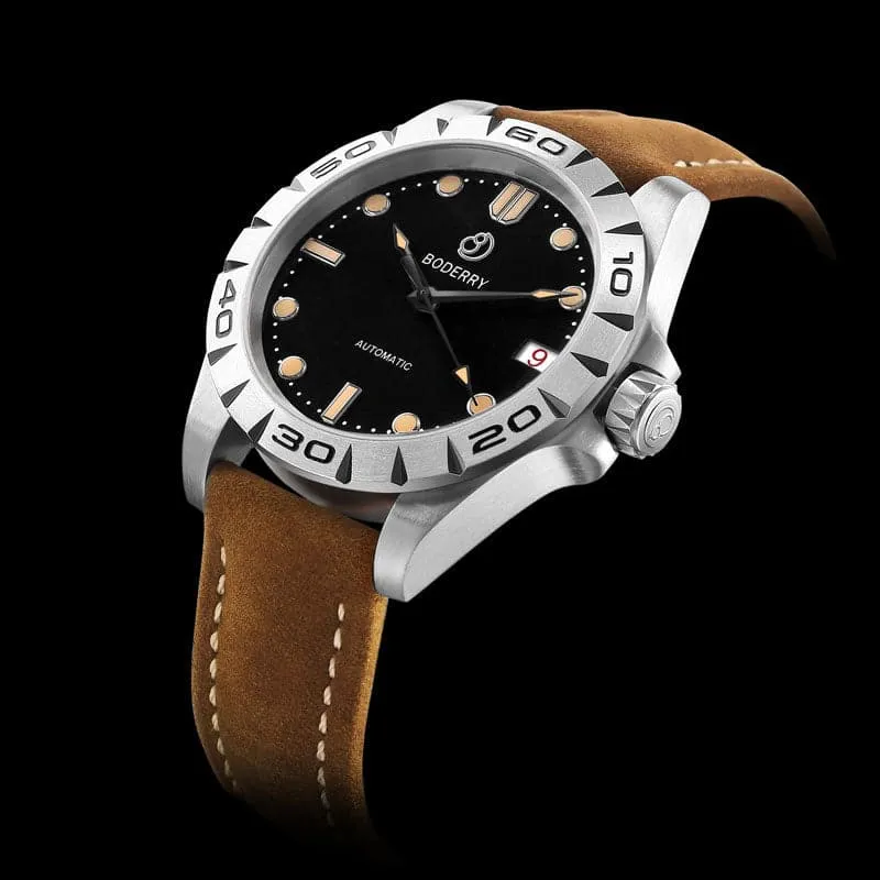 URBAN DATE(TITANIUM)- 3-hand Hi-beat(28,800 bph) with 72 hrs Power-reserve Automatic Titanium Watch | Brown Leather Strap