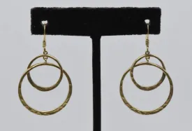 Vintage Gold Tone Sterling Silver Hammered Interlocking Hoop Earrings