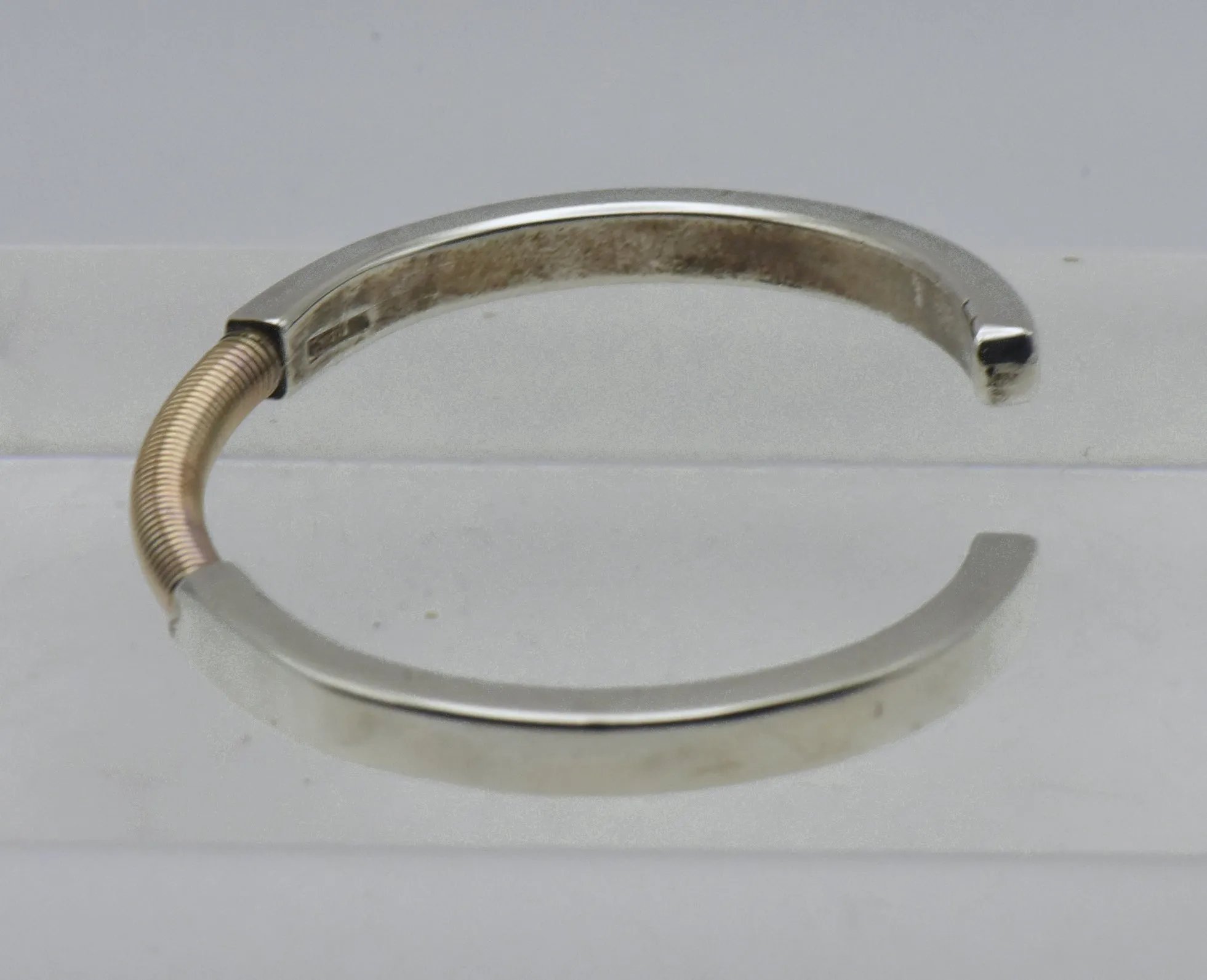 Vintage Sterling Silver and Gold Tone Modern Design Cuff Bracelet