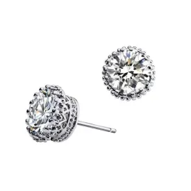 White Gold Flower Cubic Zirconia Stud Earrings