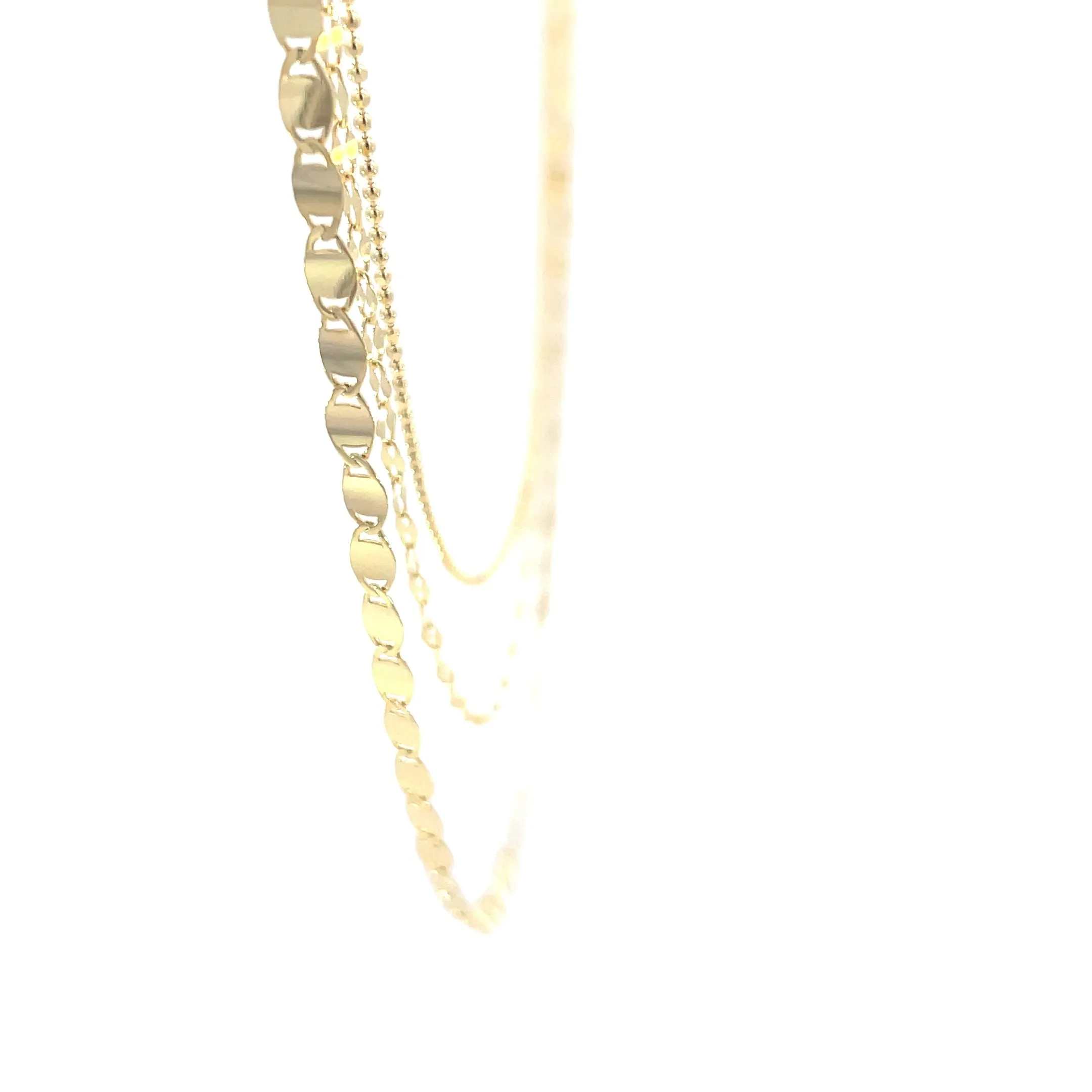 Yellow Gold Valentino-Bead Triple Strand Necklace